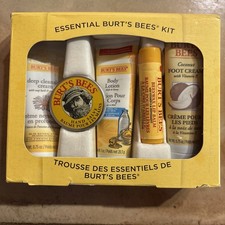 Burt's Bees Essential Gift Set Lotion Hand Salve Foot Cream Lip Balm Travel Bath