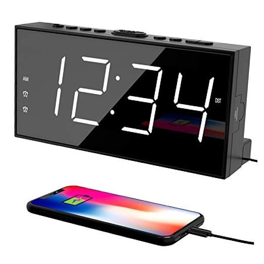 Alarm Clock for Bedroom, 2 Alarms Loud LED Big Display With Basic Digits White-image