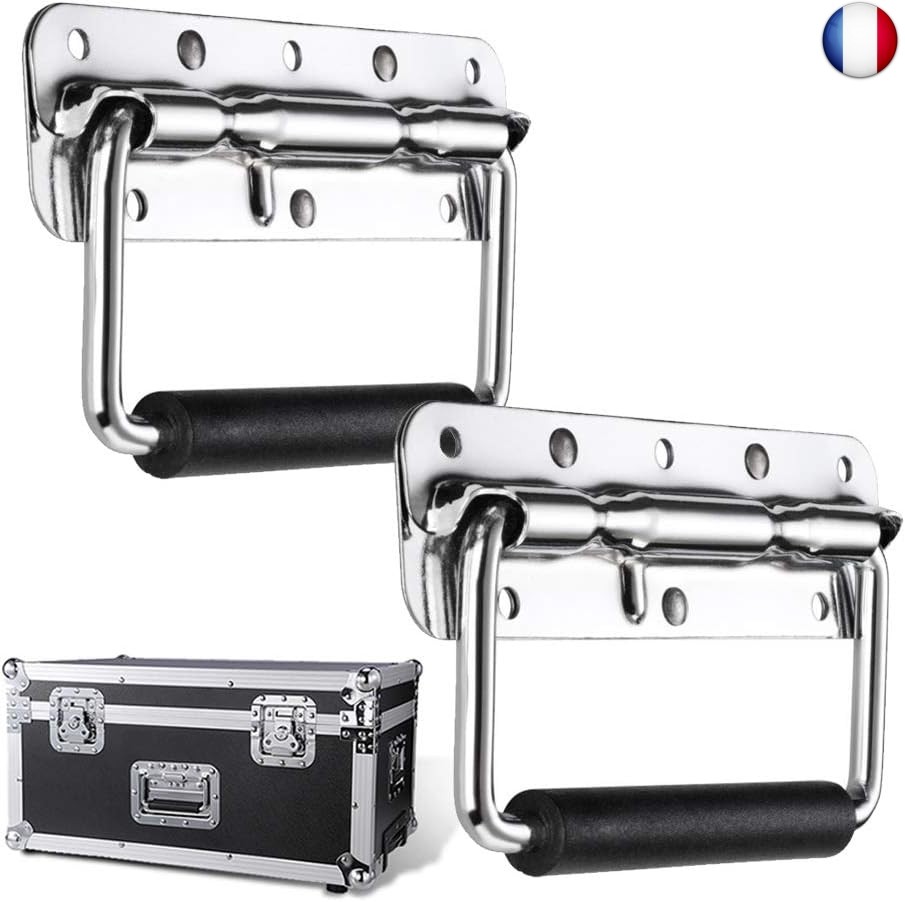 Lot De 2 Poignées Pliantes, 110 Mm, à Ressort, Poignée Pliante, En Acier Inox