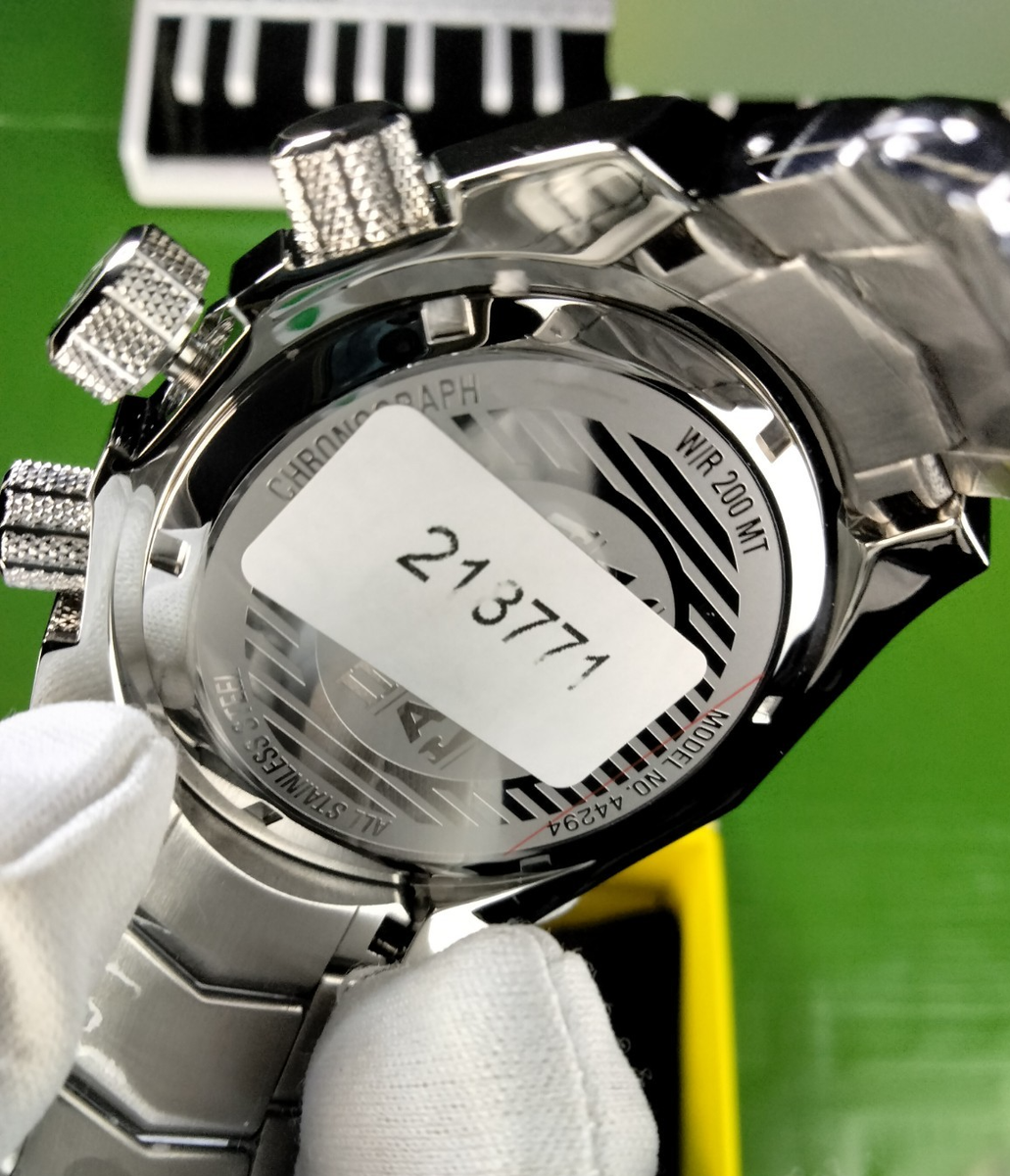 Invicta Akula Swiss Quartz Men SS Skel Blu/Oran Bez Watch 44294 on