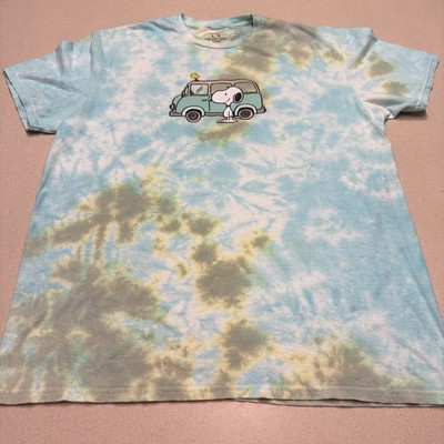 Peanuts Adult Large Tshirt Tiedye Snoopy Woodstock Bus Van 86947