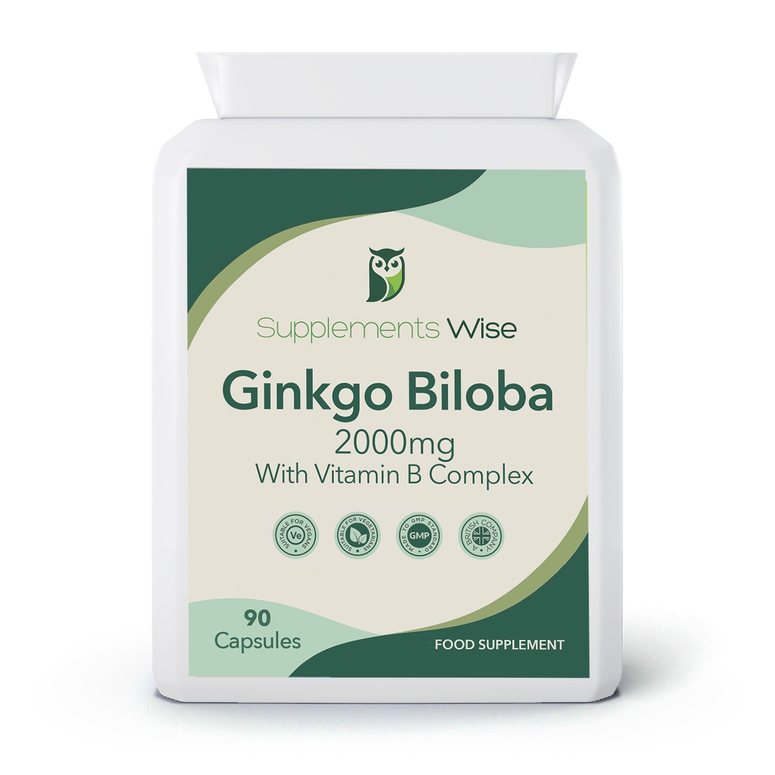 Ginkgo Biloba Capsules 2000mg x 90 With Vitamin B Complex Memory, Mood, Energy