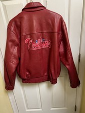 Philadelphia Phillies Red Leather Jacket MLB Baseball Fan Apparel Size M