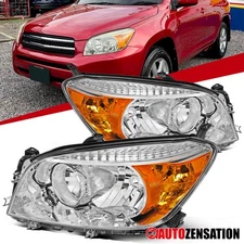 Fit 2006-2008 Toyota RAV4 Headlights Headlamps Replacement Pair Left+Right 06-08