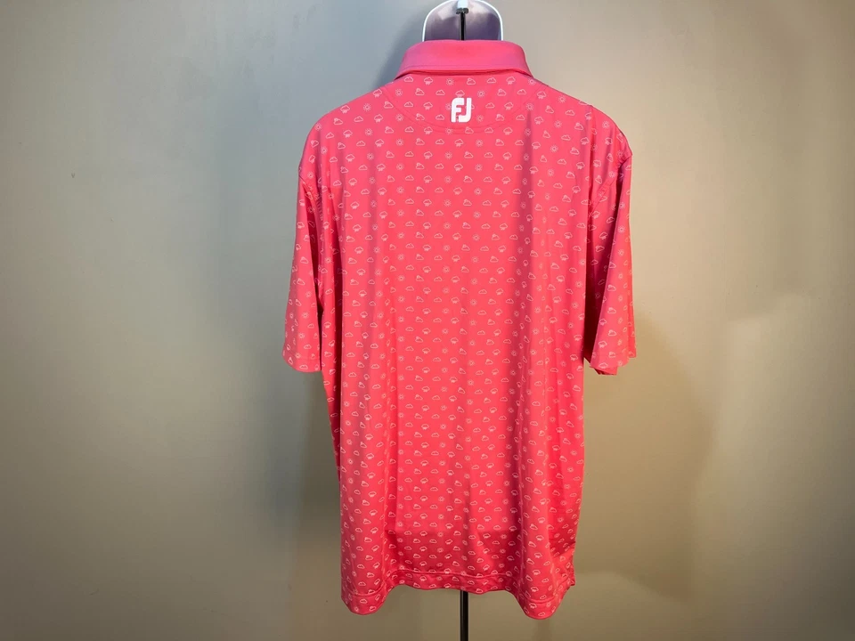 FootJoy FJ Men's pink & white rain or shine s/s golf polo shirt XL EUC - Image 3 of 4