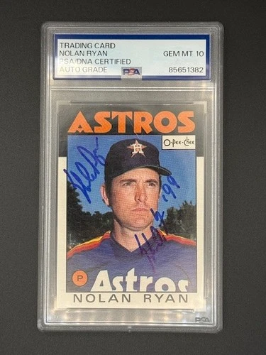 1986 Nolan Ryan Autograph O-PEE-CHEE w/HOF date PSA Auto Grade Gem Mint 10