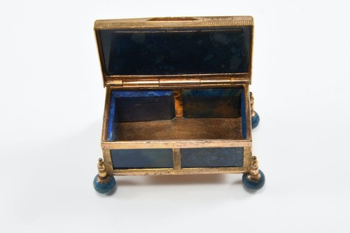 Q02D06- Lapislazuli Dose mit feuervergoldeter Montierung 18./19.Jh - Bild 3 von 12
