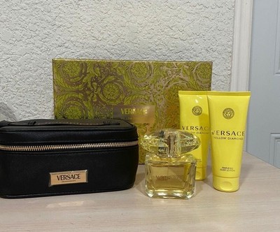 Versace Yellow Diamond Gift Set: Fragrance 3oz, Body Lotion, Shower Gel, Bag