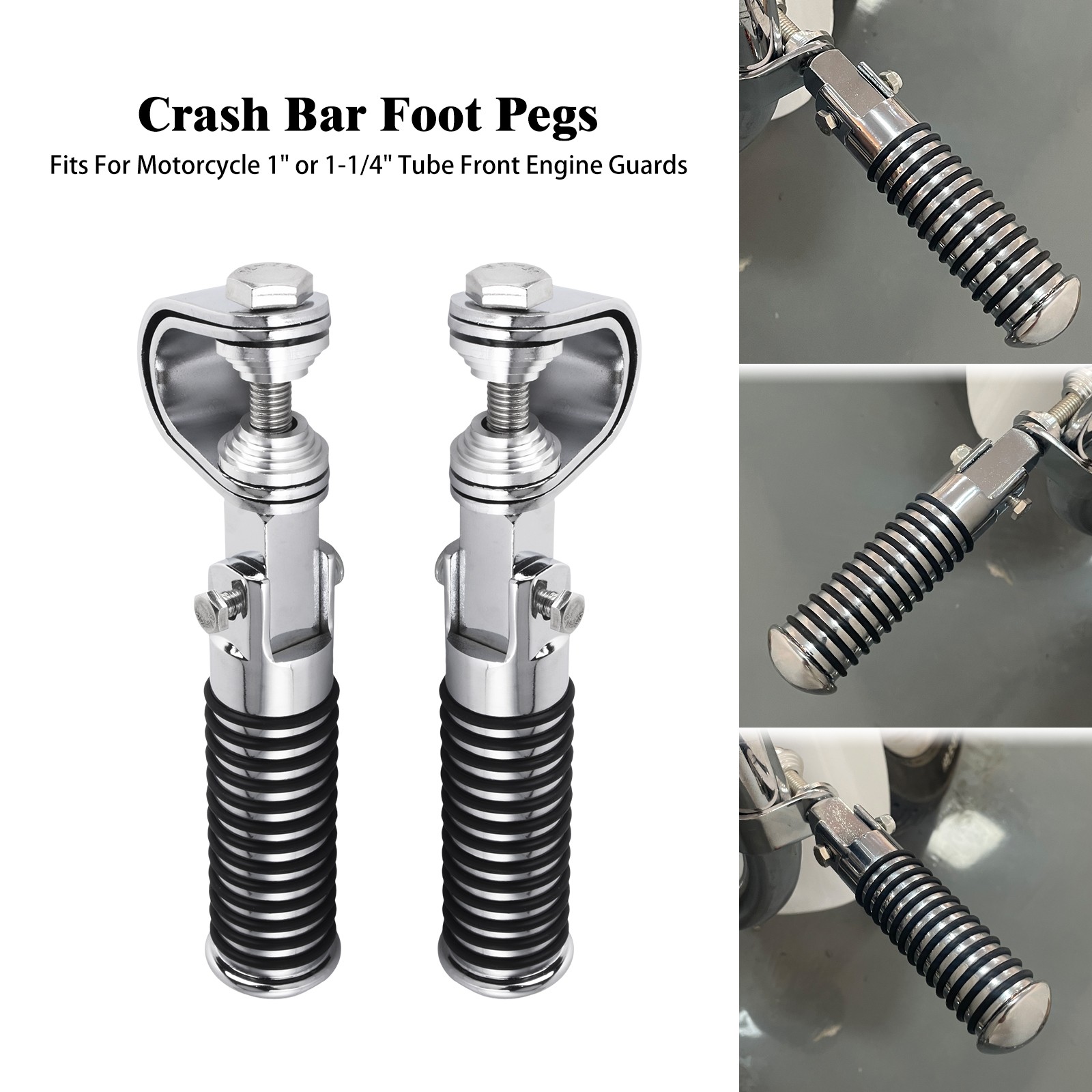 1Pair 1"-1/4" Crash Bar Folding Foot Pegs Fits For Harley Highway Engine Guards