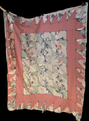 Handmade Hand Tied Lap Quilt Reverseable  NEW Pinks, Blues, Aqua, White