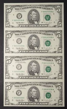 1995 ~ $5~ FEDERAL RESERVE  NOTES ~ SHEET OF 4~ATLANTA ~ FREE SHIPPING