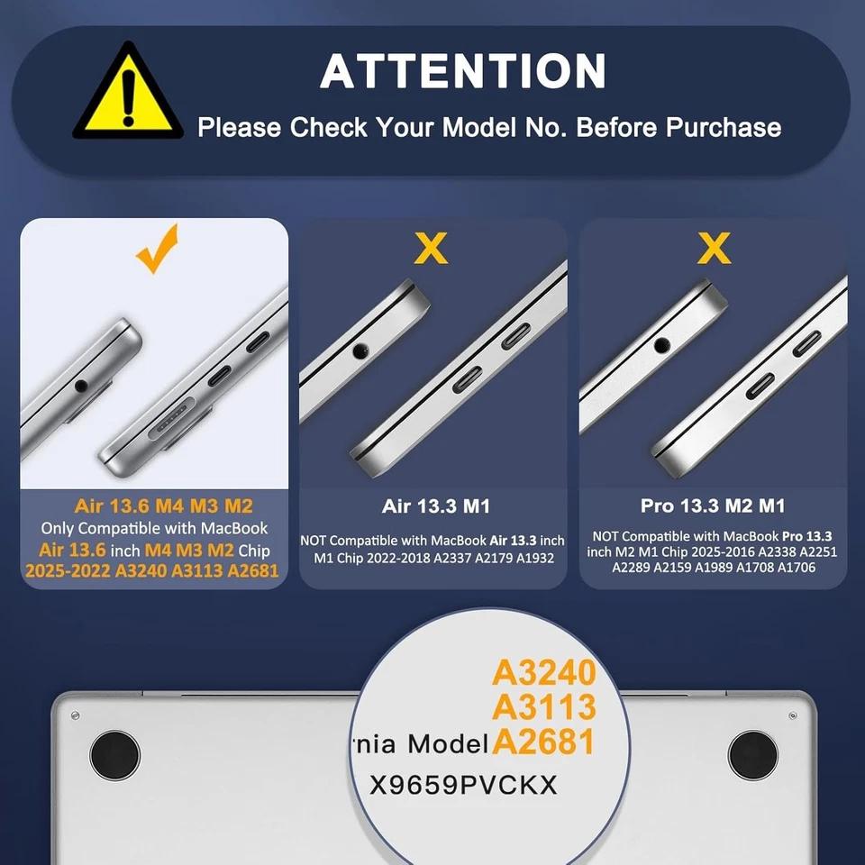 Shock-Absorbent MacBook Air 13 inch Case M4 M3 M2 + USB-C Adapters & Accessories - Image 4 of 4