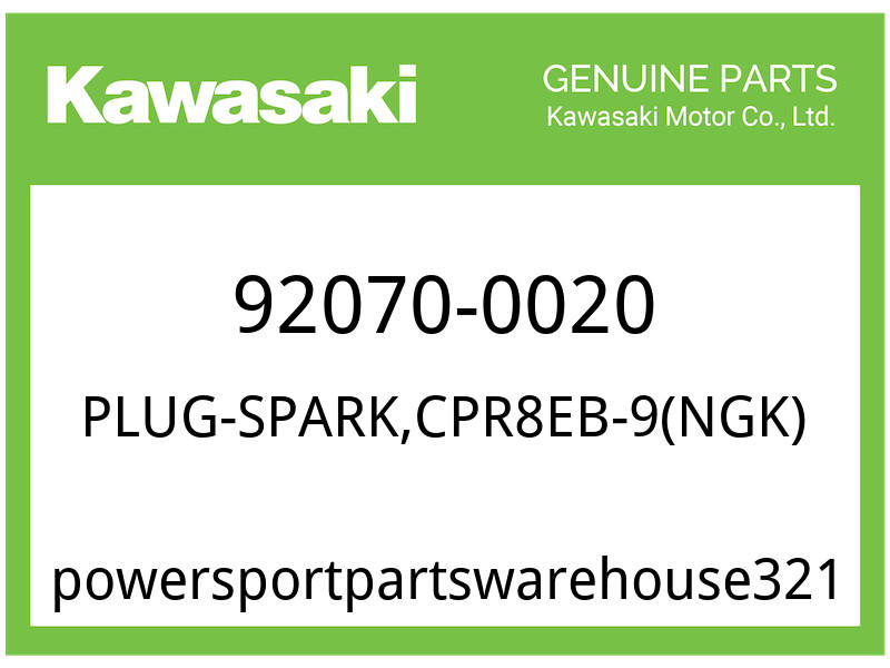 Kawasaki OEM Part 92070-0020 PLUG-SPARK,CPR8EB-9NGK