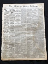 1876 Newspaper Chicago Cubs front page Ad Baseball game Tribune Cap Anson Stats