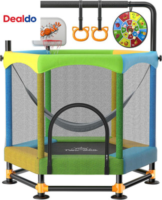 60'' Trampoline for Kids,  5FT Fortified Toddler Trampolines with Anti-Rollover B