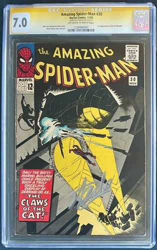 Amazing Spider-Man #30 CGC 7.0 SS Stan Lee 1st Cat Burglar 1965 Marvel Comics