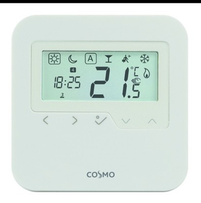 COSMO Digital-Raumthermostat CRTDAP 230V AP Heizen/Kühlen programmierbar RAL9010