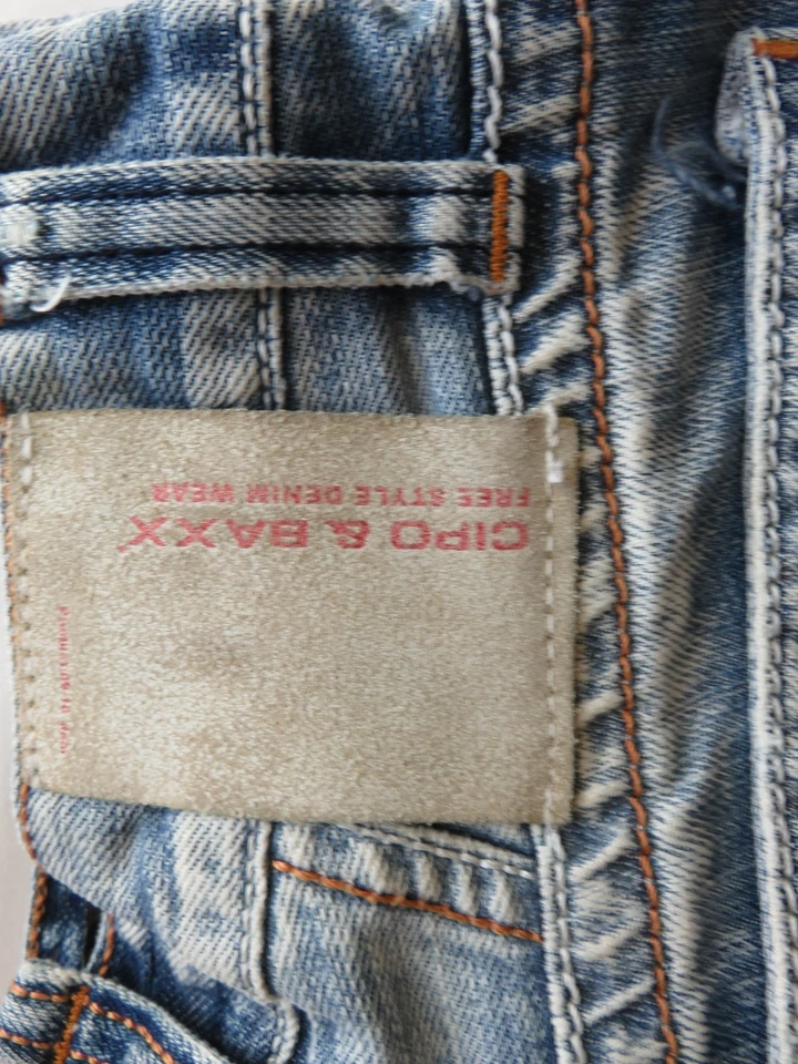 Jeans Cipo & Baxx 30x32 Denim Recto Envejecido Lavado Ácido Y2K Motociclista Hip Hop Foto 3 de 4