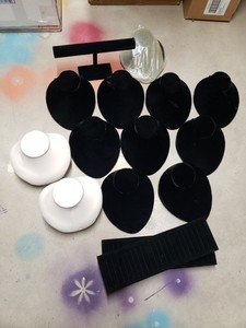 Black Velvet & White Jewelry Displays Bracelet Watch Ring Necklace Bust LOT