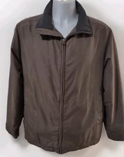 Perry Ellis Portfolio Coat Men’s XL Microfiber Jacket Pockets  Full Zip Quilted 