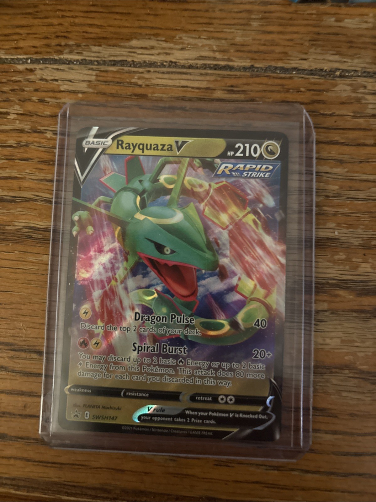 Pokemon Rayquaza v SWSH147 Holo Card Sword & Shield Promo, Near Mint Condition