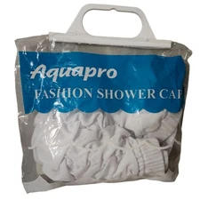 New Vintage Aquapro Ruffle White Shower Cap Synchronized Swimmers