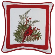 Pillow - Embroidered Cardinal  10" X 10" by Park Designs Christmas