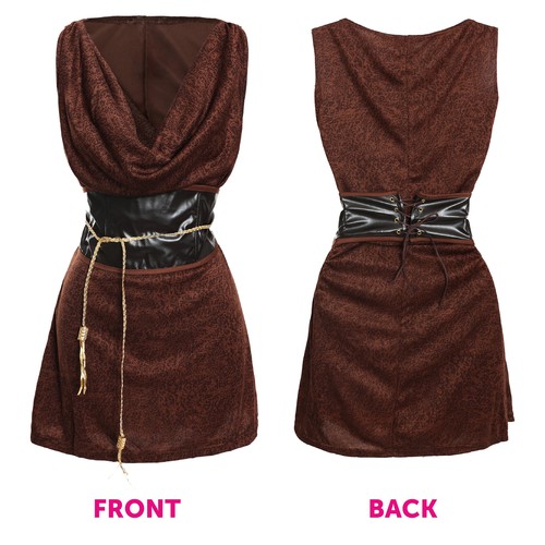 DAMEN KRIEGER KLEID MIT PERÜCKE KOSTÜM FANCY KLEID DRACHENKÖNIGIN MITTELALTER - Bild 5 von 7
