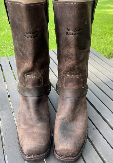 brown leather harley davidson boots