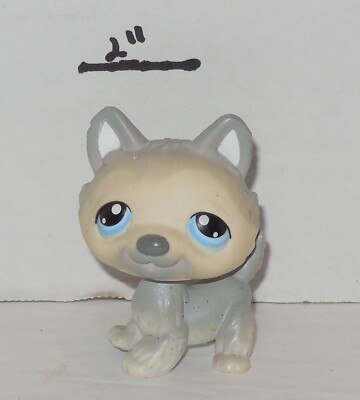 Hasbro LITTLEST PET SHOP DOG #69 Husky White Grey Blue eyes