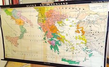 Old Greece Mycenae Homer Iliad Troy Olymp ~1960 School Wall Map 219x120cm