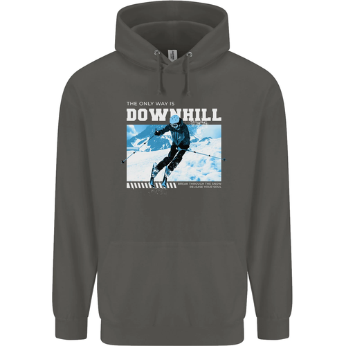 The Only Way is Downhill Skiing Ski Skier Childrens Kids Hoodie - Picture 38 of 84