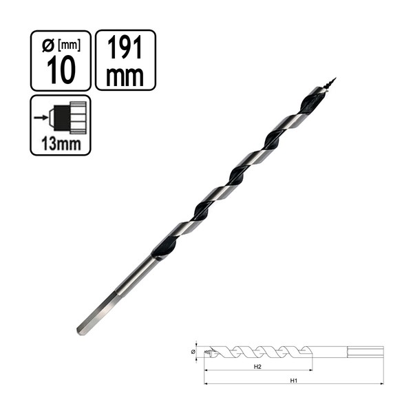 Holzbohrer Holz-Schlangenbohrer Ø 10 Mm Bohrer 191 Mm Lang Mit Vorschneider-image