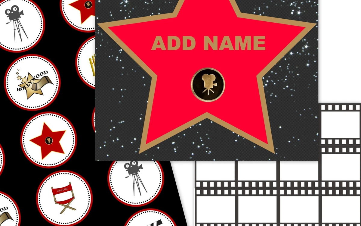 Hollywood Star / movies cake & cupcake birthday icing toppers -  personalised | eBay