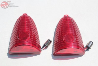 1955 55 Tri Five Chevy 60 LED Rear Tail Light Lamp Red Lenses Stop Turn Brake