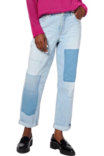 LOGO by Lori Goldstein Shadow Patch Boyfriend Jeans Light Wash - 第 1/1 張圖片