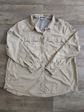 EDDIE BAUER Mens 2XL Travex Tan Button Up For Hiking With Fishing Pocket