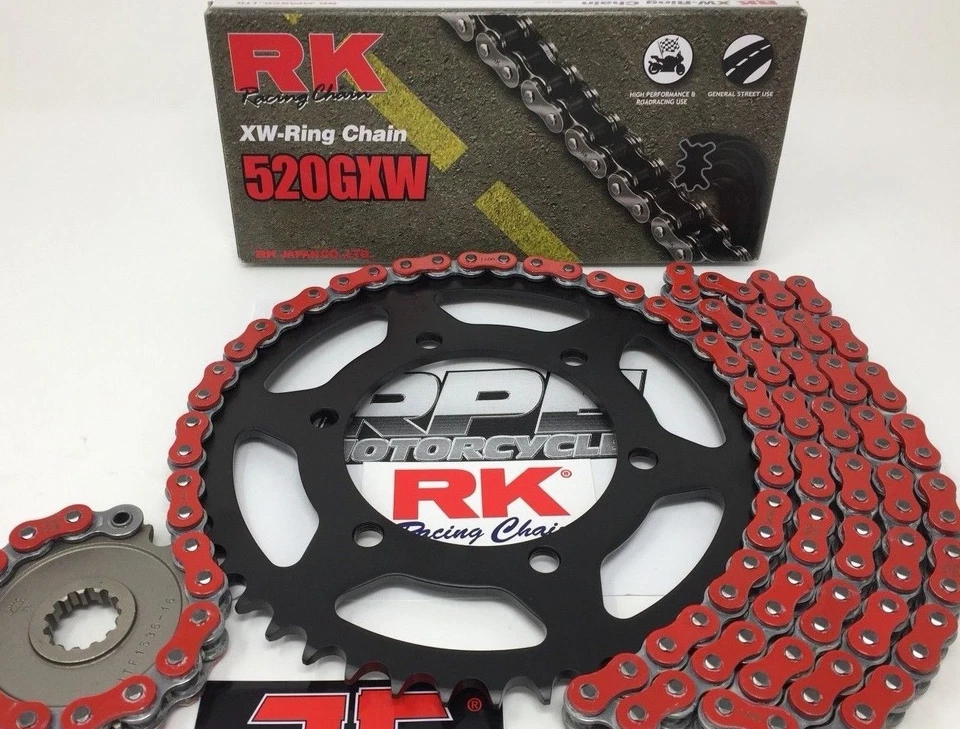 Kit de cadena y piñones Red Ducati Monster 620 Dark 2003 RK GXW X-Ring M620 Foto 2 de 4