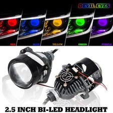 2.5 Led Projector Lens Headlight App Rgb Led Devil Eyes Retrofit Universal