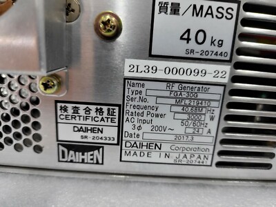 As-Is DAIHEN FGA-30G RF GENERATOR 2L39-000099-22 | eBay