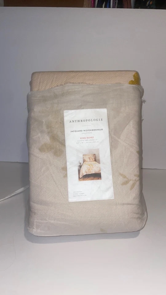 Nuevo Edredón Anthropologie Jacquard Tejido Porte Bonheur King 104" X 96" Foto 2 de 2