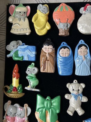 34 Adornos de árbol de Navidad vintage hechos a mano de cerámica pintados a mano - Imagen 3 de 18