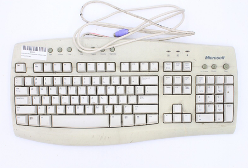 MICROSOFT KEYBOARD WIRED PS2 PS/2 RT9410 X04-84398 CORDED INTERNET ...