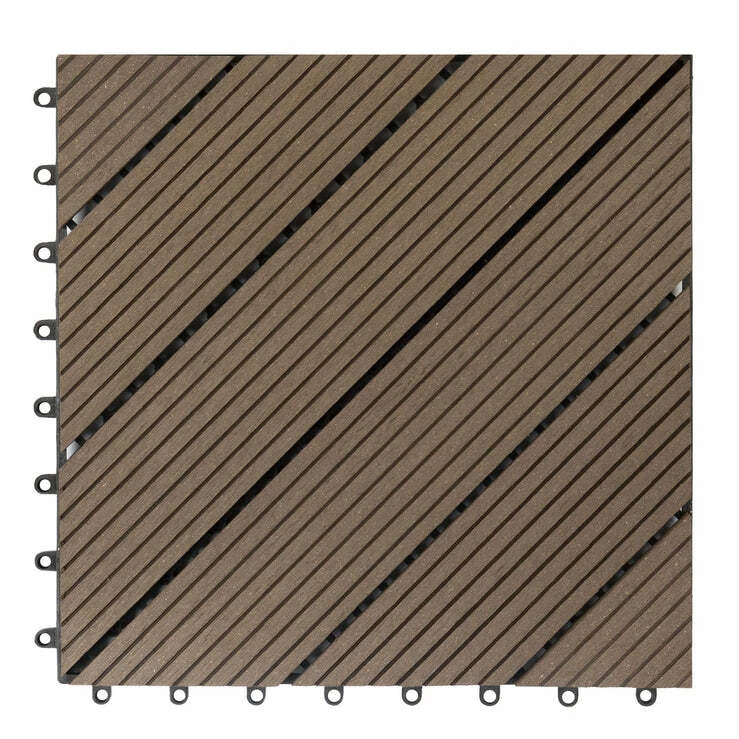 Terrassenfliese Klickfliesen Classic WPC 30x30cm Balkon 11er Set Dunkelbraun - Bild 3 von 4