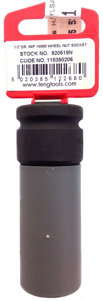 Teng Tools 920519N with 1/2" Drive 118350206 Impact Wheel Nut Socket Hex 19mm - Image 2 of 4