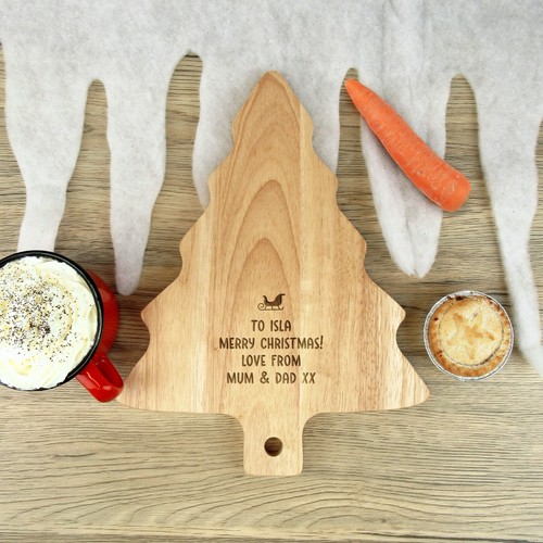 Personalised Christmas Eve Board Santa Rudolph Refuel Snack Wooden Tree Plate - Picture 2 of 20