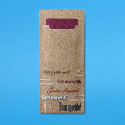 520 Serviettentaschen Bestecktaschen mit Motiv "Guten Appetit" inkl. Serviette