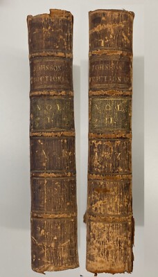 Samuel Johnsons Wörterbuch, gekürzt, dritte Auflage 1766, zwei Bände.