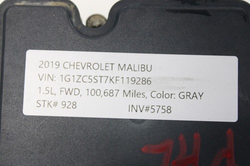 2019-2021 CHEVROLET MALIBU FWD ANTI BRAKE LOCK SYSTEM ABS STABILITY PUMP OEM - Picture 8 of 8