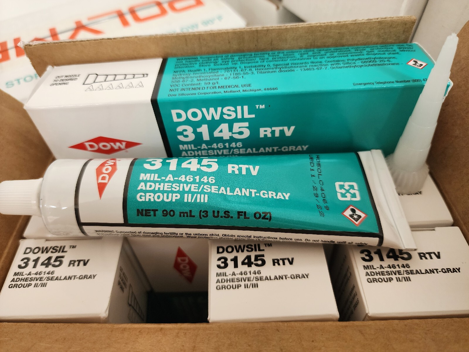 12pcs Dowsil 3145 RTV Silicone Adhesive Sealant Gray , 90ml exp. 22